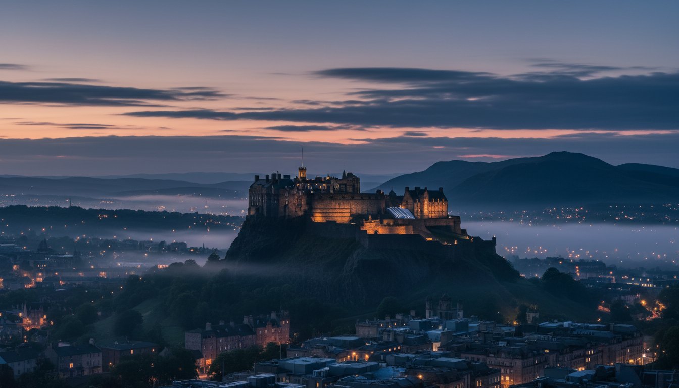 Edinburgh Castle at twilight — Scotland bank holidays